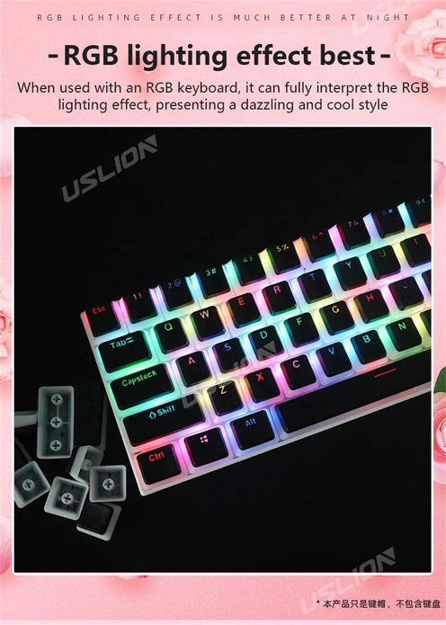 USLION 104 Keys Pudding Shimmer PBT OEM Mechanical Keycaps Set Anime Artisan Cute Gaming Sublimation Keycaps