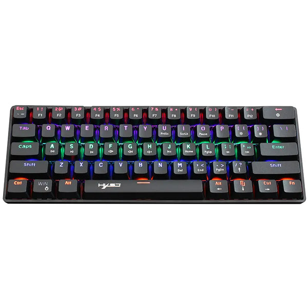 61 Keys Mechanical Gaming Keyboard Wired Portable and Compact with 20 RGB Lighting Modes and blue Axis USB Interface