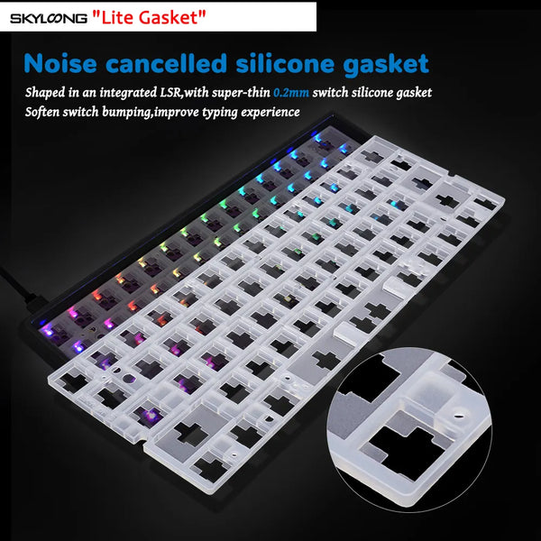 SKYLOONG newest launch GK61 Lite gasket OEM PBT coral sea keycaps Gateron switch rgb gaming mechanical