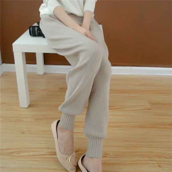 Square Fonda Wholesale Women Cashmere Pants Loose High Waist Ladies Trousers.