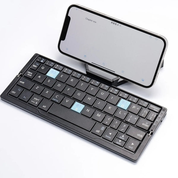 QWERTY Wireless Folding Keyboard Lightweight Aluminum Rechargeable for iPads Phones Tablet Magnetic Stand Portable Mini Keypad