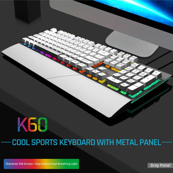 GK60 Metal luminous game keyboard RGB hand rest removable mechanical handle game wired