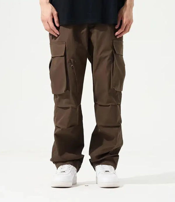 Custom Mens Loose Baggy Jogger Hip Hop Long Pants Trousers Heavy Chino Multi Pocket Cotton Oversized Cargo