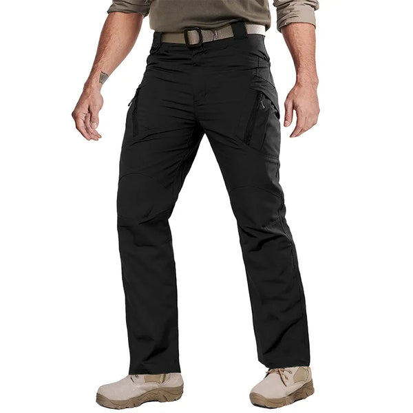 TACVASEN Men's Trousers Spring Checked Pants Tactical Breathable Quick Dry Trousers Hiking Cargo Zipper Pockets For Men