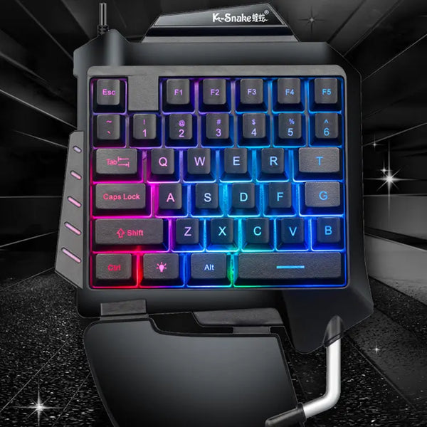 G92 One-Handed Mechanical Gaming RGB Backlit Portable Mini Gaming Keypad Game Controller for PC PS4 Xbox Gamer