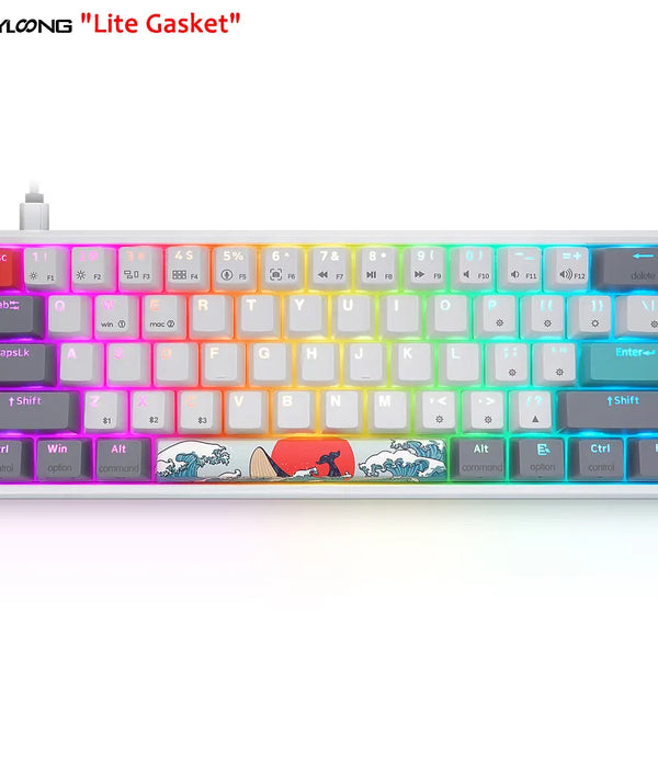 SKYLOONG newest launch GK61 Lite gasket OEM PBT coral sea keycaps Gateron switch rgb gaming mechanical