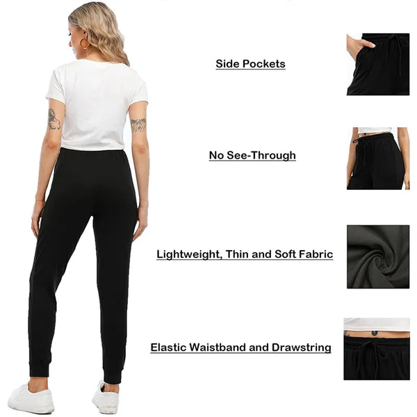 Womens Joggers with Pockets & Drawstring-Sweatpants for Women Workout Running Yoga Lounge