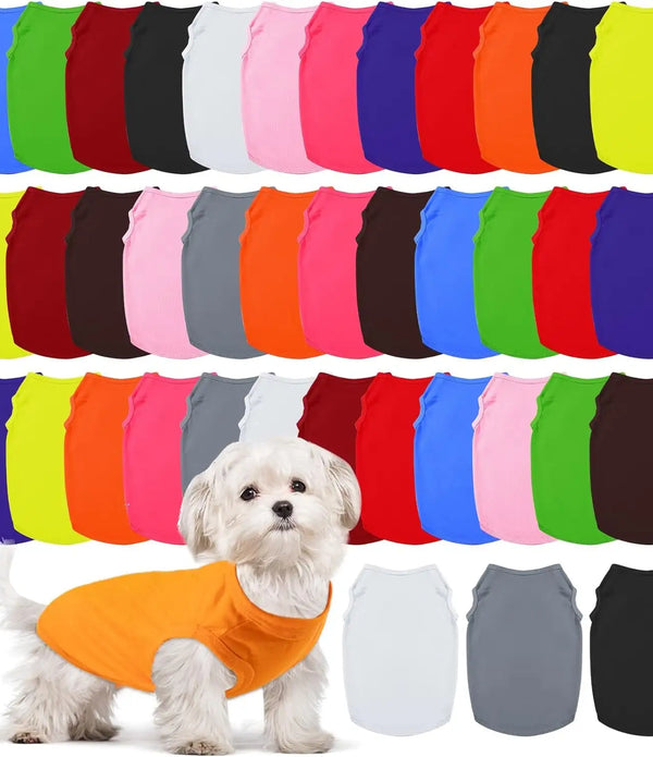 Blank Clothes Summer Soft Breathable Plain Puppy Dog Vest Costume Clothes for Small Medium Large Pet