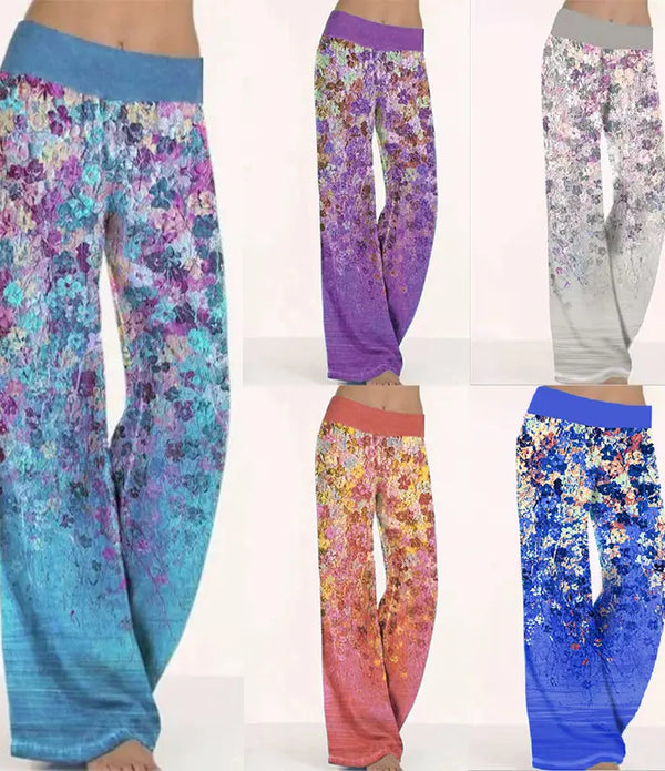 Factory Hot Sale square Pants Fashion Summer Trousers Women Positioning Print Yoga Wide Legs