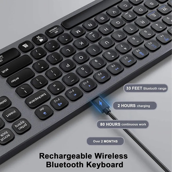 BT 3.0 5.0 Keyboard Multi-Device Rechargeable Aluminum Wireless Type-C Rechargeable 110 keys