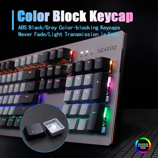 Dearmo F1 OEM RGB Backlit Wired Mechanical Keyboard Waterproof Dustproof Aluminum Alloy Gaming