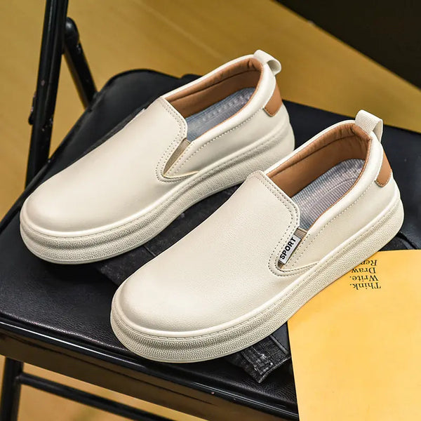 2024 Casual Shoes Microfiber Summer Leather Wear-Resistant Men's Fashion Small White Skateboard