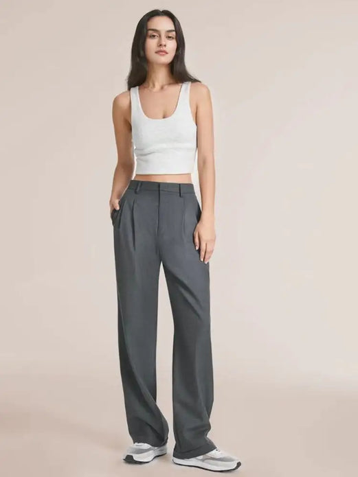 Woman's work pants wide leg trousers casual long pant wide ankle nine quarter