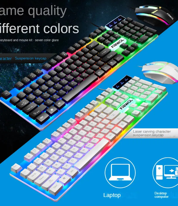 Factory Customized RGB LED Backlight Gaming Mouse Combo Set New custom language Teclado Klavye and Mouse