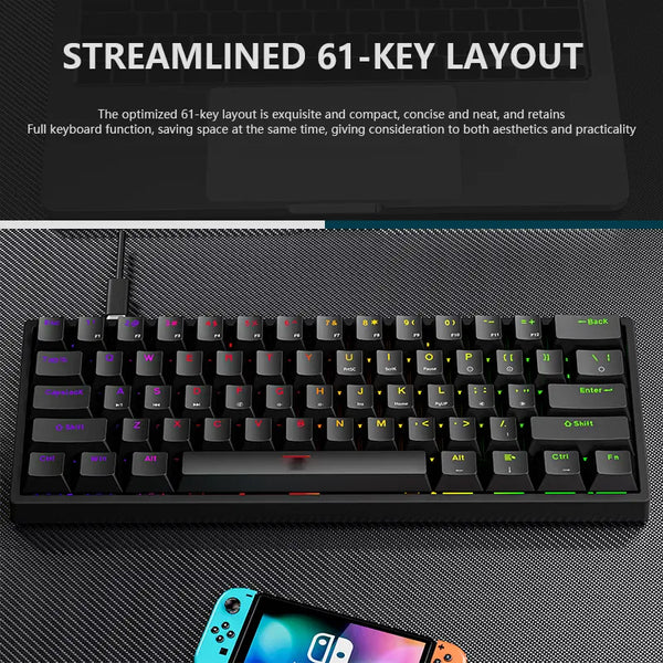 Custom Computer Laptop 61 Keys Mini Led Rgb Backlight 60 Keycaps Percent Gaming Mechanical