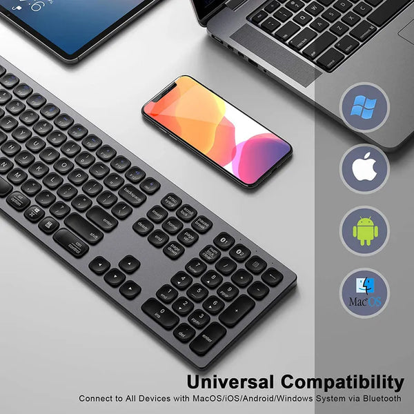 BT 3.0 5.0 Keyboard Multi-Device Rechargeable Aluminum Wireless Type-C Rechargeable 110 keys