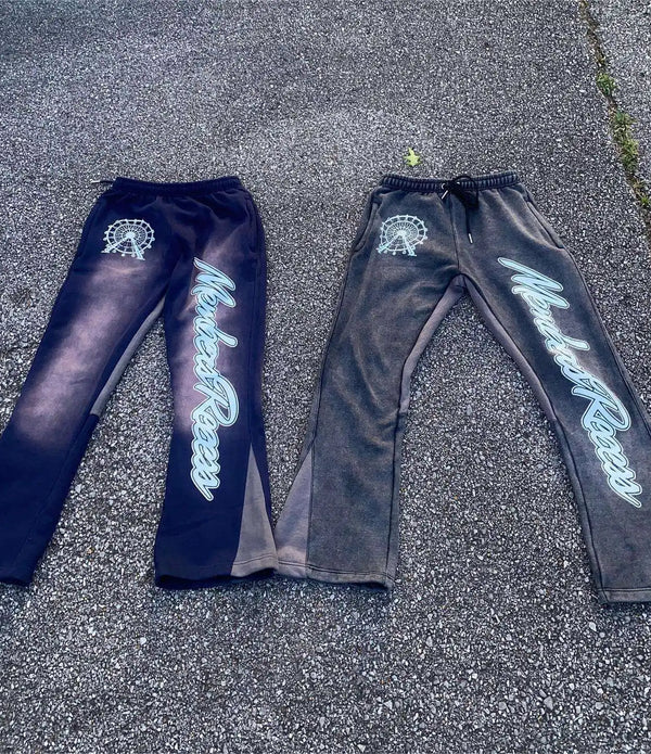 \Custom High Quality Vintage Trousers Stack Pant Sweatpants Men Jogger Sweat Acid Wash Flared Sweatpants