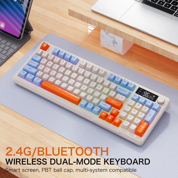 Free Wolf M96 Wireless Bluetooth dual-mode mechanical touch PBT ball cap with display knob gaming