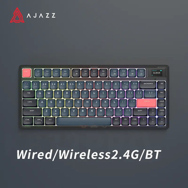 Ajazz AK832Pro 81Keys With TFT Color Screen Wireless BT Three-Mode Low Profile Switch For Office