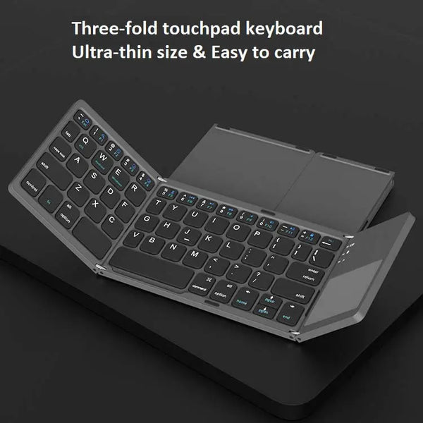 Wireless Mini Portable Triple Folding Foldable Keyboard for Windows Android iOS Tablet PC Smart Phone