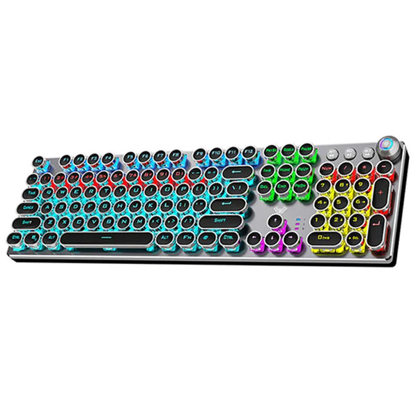 Waterproof 104Keys keyboard rgb backlight wired multimedia knob cyan axis gaming mechanical