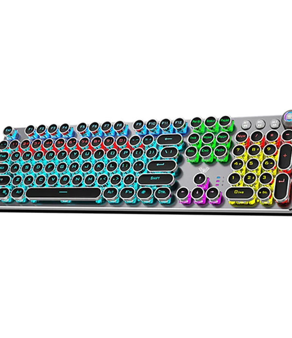 Waterproof 104Keys keyboard rgb backlight wired multimedia knob cyan axis gaming mechanical