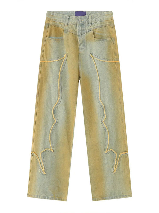 AIPA High Street Vintage Loose Washed Old Fashion Loose Jeans Men's Drop Straight Slender