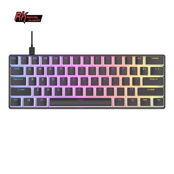 custom 61 keys pudding keycap wired mechanical with transparent cover rgb led 60% gaming hot swap mechanic