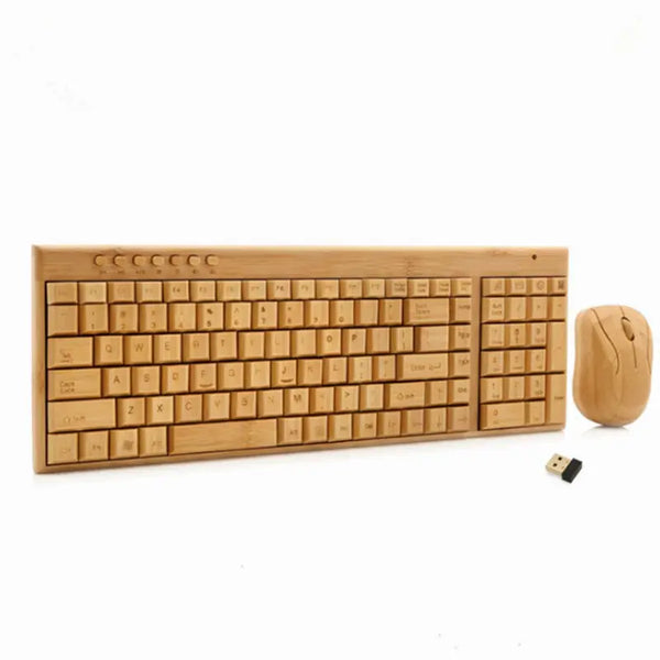 High quality bamboo wireless keyboard set and mouse combo bamboo