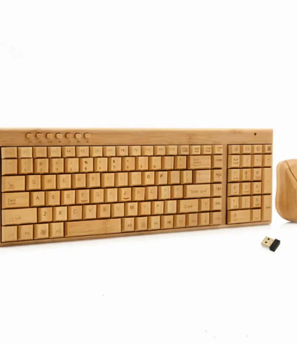 High quality bamboo wireless keyboard set and mouse combo bamboo