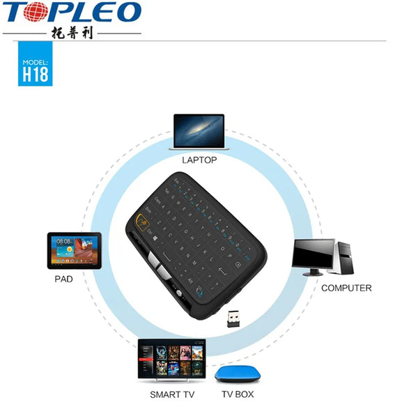 Mini H18 keyboard 2.4g touchpad mini keyboard H18 2.4g wireless remote control PC smart TV notebooks From Topleo