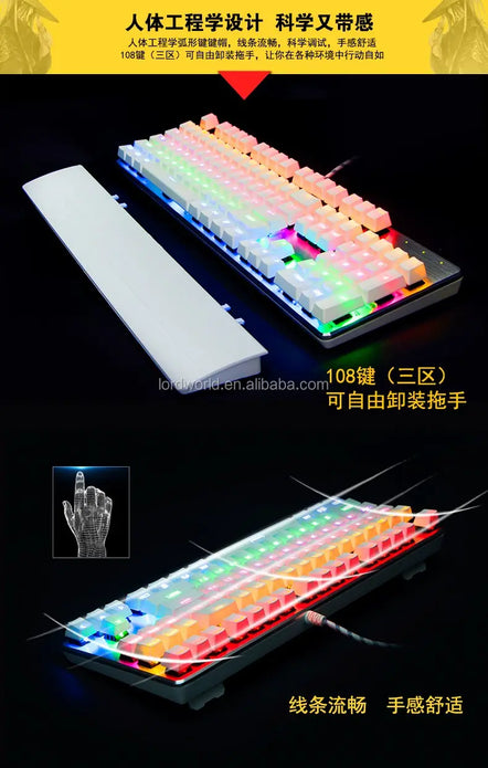 Newest Mechanical Keyboard with RGB Usb Color Box Black White Mini Pc Gamer Gaming Wired Mini Teclado Led Playing Games