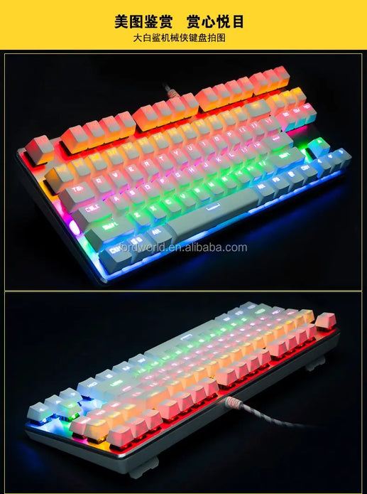 Newest Mechanical Keyboard with RGB Usb Color Box Black White Mini Pc Gamer Gaming Wired Mini Teclado Led Playing Games