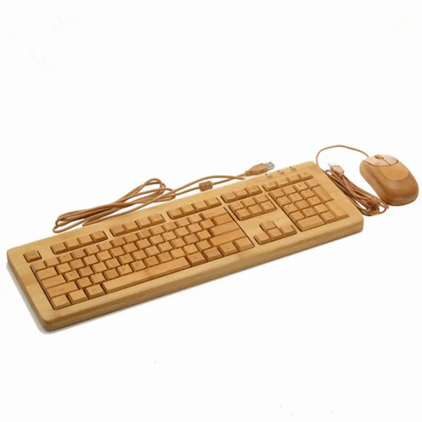 High quality bamboo wireless keyboard set and mouse combo bamboo