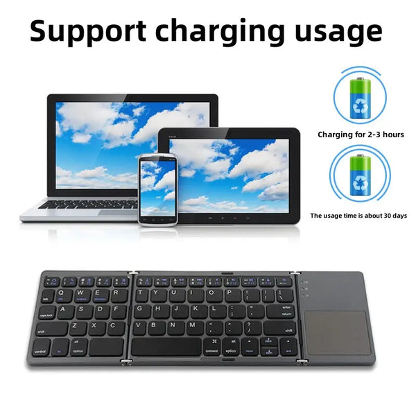 Factory new wireless mini foldable Bluetooth keyboard touchpad supports iOS Android system foldable portable