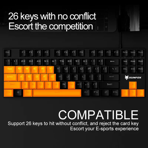 K80 mechanical keyboard wired green axis metal panel luminous desktop computer notebook office gaming