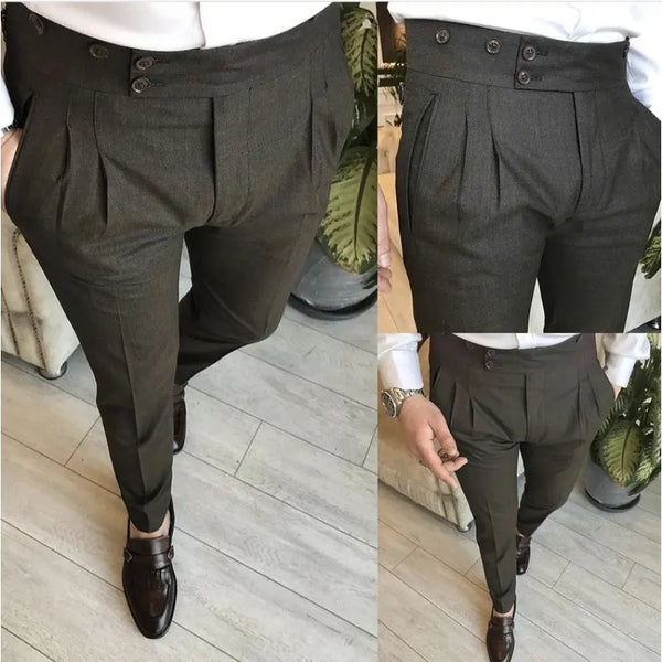 Slim Fit Double Pleated 1 Piece Men Pant Only Grey Black Stylish Formal Men suit Trousers Design Custom Made