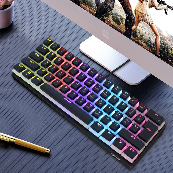 custom black mechanical keyboard 60% pudding keycap clavier tastiera gaming 61 keys USB wired backlit mechanical gaming