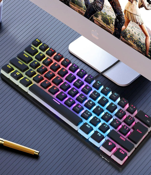 custom black mechanical keyboard 60% pudding keycap clavier tastiera gaming 61 keys USB wired backlit mechanical gaming