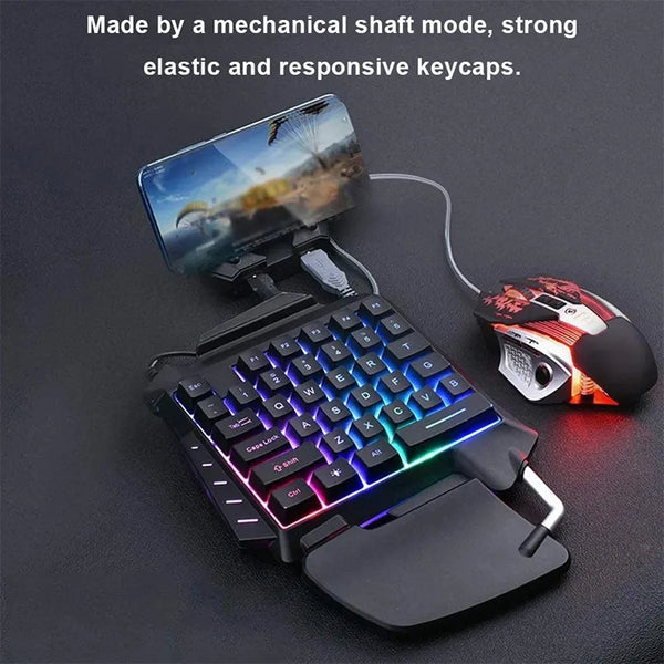 G92 One-Handed Mechanical Gaming RGB Backlit Portable Mini Gaming Keypad Game Controller for PC PS4 Xbox Gamer