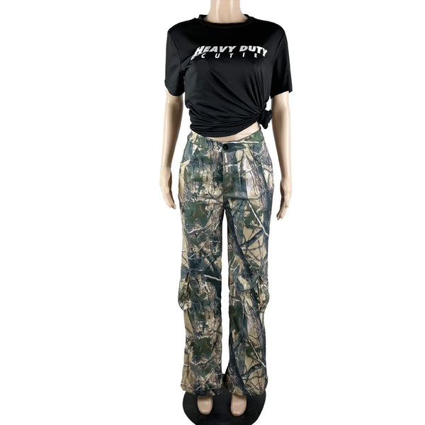 2024 New Fashion Women'S Camouflage Pants High Waist Straight Cargo Mujer Women Streetwear Baggy Women'S