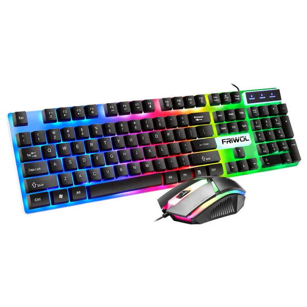 Factory Customized RGB LED Backlight Gaming Mouse Combo Set New custom language Teclado Klavye and Mouse