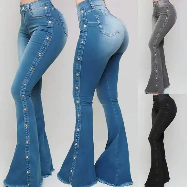 Plus XXXXXL 2023 Summer Y2K Style Jeans Bell trousers flare wide leg denim for women's