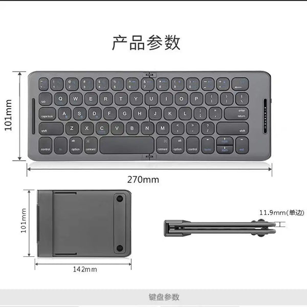 Mute Folding Bluetooth Wireless Keyboard Aluminium Alloy for Mac Win-dows Android