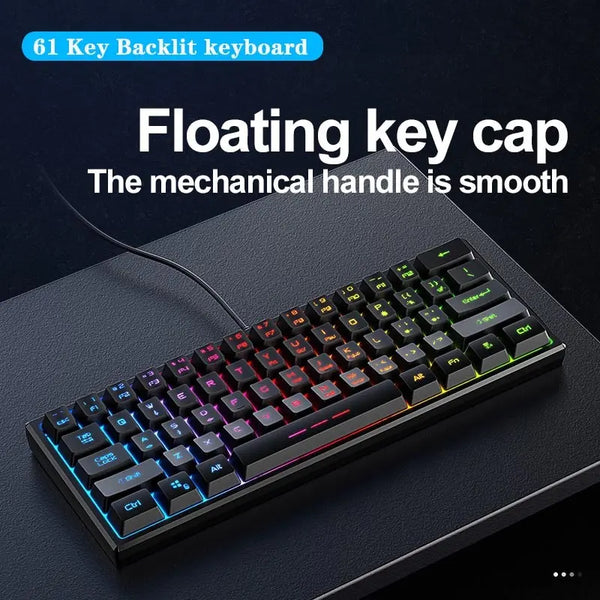 Hot selling FV-61 computer mechanical lkeyboard wired gaming glowing portable