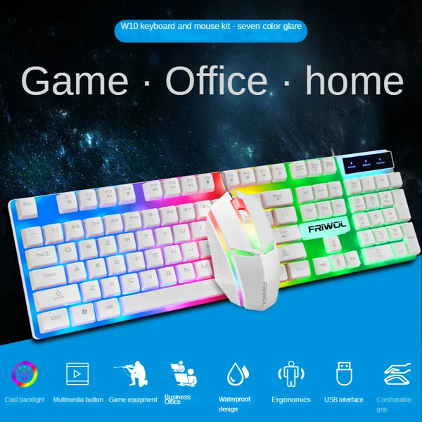 Factory Customized RGB LED Backlight Gaming Mouse Combo Set New custom language Teclado Klavye and Mouse