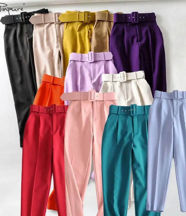 R41028S 16 colors summer women's clothing fashion belt loose casual straight-leg trousers