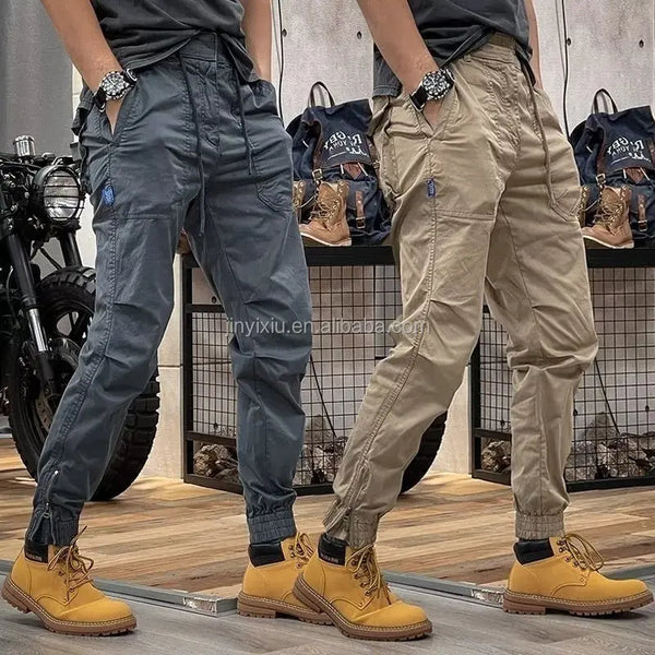 Summer men's casual pants with drawstring pockets, jogger high-quality men's workwear