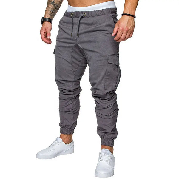 Custom Men Cargo Pants With Side Pockets Grey Khaki Black Men Fitness Trouser Cargo Men's Trousers