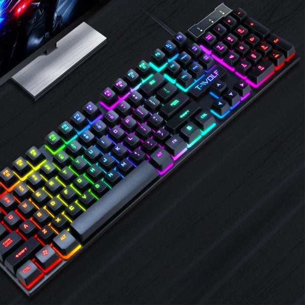 USB Wired Gaming Glow Keyboard 104 Keys Mechanical Suspended LED Backlit Rainbow Gaming for PC Computer Laptop